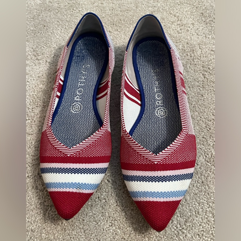 Rothy’s The Point flat in Red Varsity Stripe